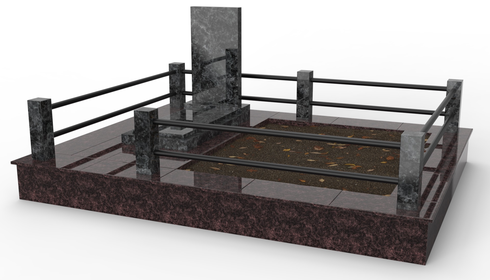 Типовой проект ленточного фундамента с подиумом для семейного захоронения, размеры 3000х2400мм, РитуалСтрой Коломна