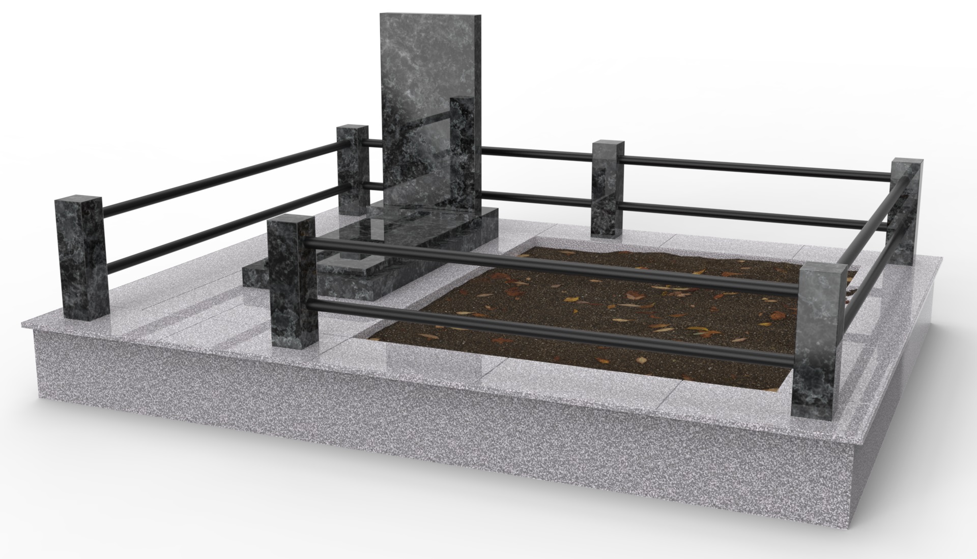 Типовой проект ленточного фундамента с подиумом для семейного захоронения, размеры 3000х2400мм, РитуалСтрой Коломна